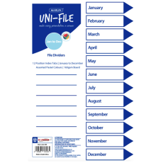 Marlin File dividers / indexes 160gsm Pastel Board: Jan. to Dec.